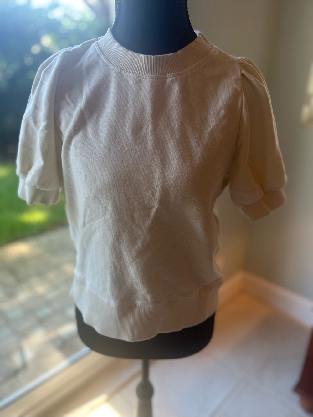 Maeve Cream Puff Short Sleeve Sweatshirt Top